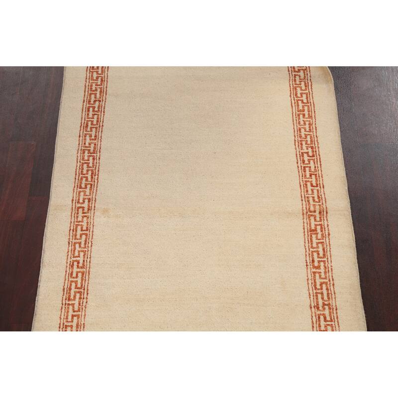 Geometric Bordered Oriental Gabbeh Kashkoli Wool Area Rug Hand-knotted - 3'1" x 5'1"