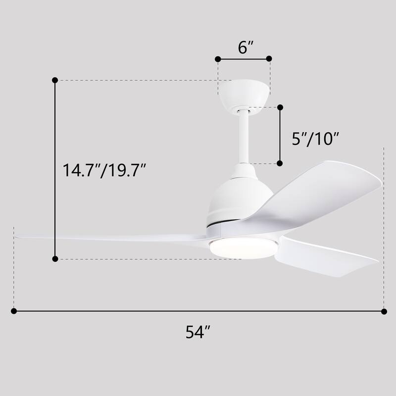 Sofucor 54Inch Modern Ceiling Fan with 3 ABS Blades,6 Speeds, Remote Control,3 Color Dimmable LED Light,Intelligent Control