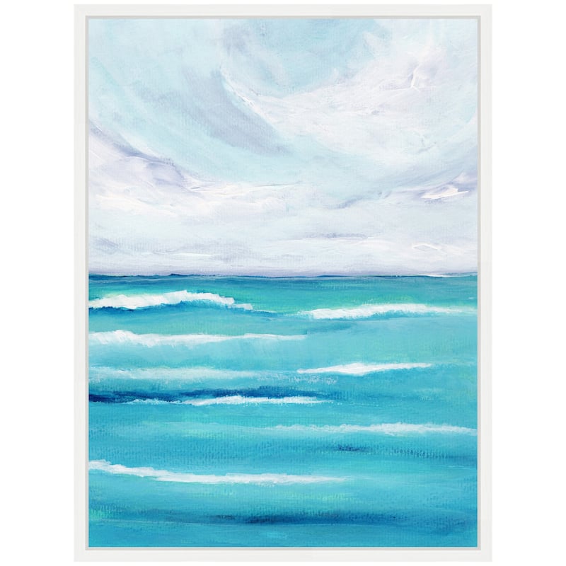Kate and Laurel Sylvie Evening Ocean Waves Framed Canvas by Nikita Jariwala