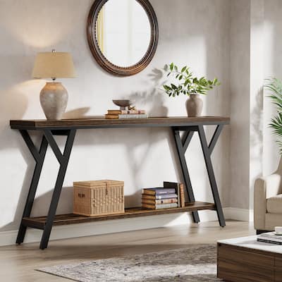 70.9 Inches Narrow Long Entryway Table, Industrial Console Table