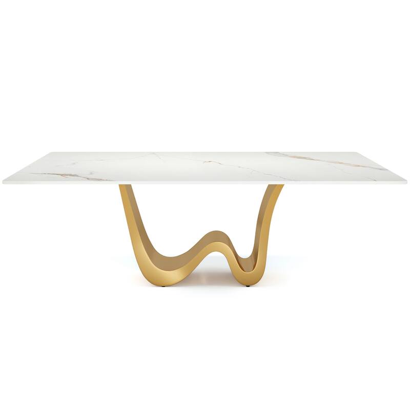 78.74" Large Modern Luxury Rectangle Dining Table, Kitchen Dinner Accent Table