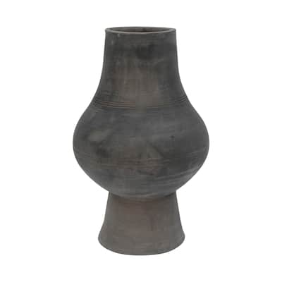 Artissance Pottery Vase With Large Opening, 17 Inch Tall, Gray