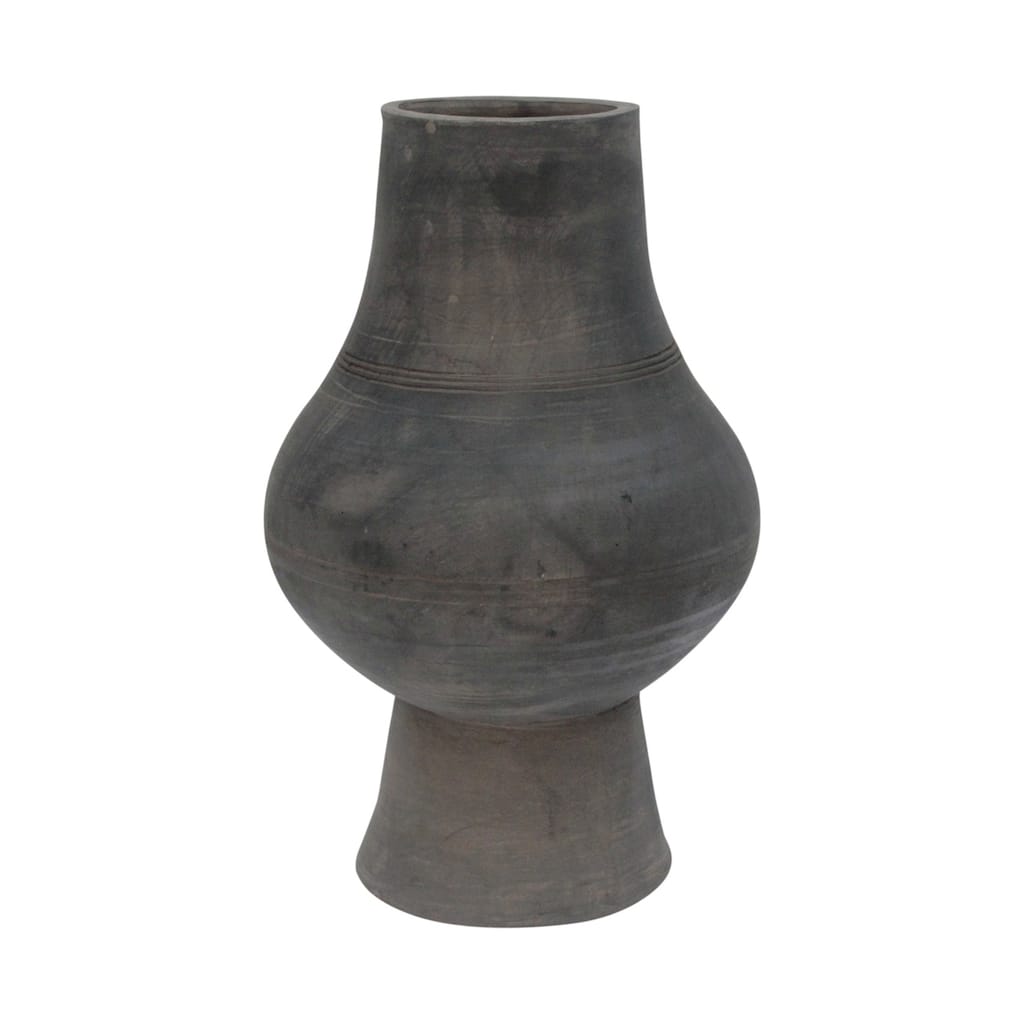 Artissance Pottery Vase With Large Opening, 17 Inch Tall, Gray