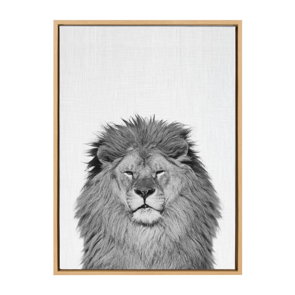 Kate and Laurel Sylvie Lion Framed Canvas by Simon Te Tai