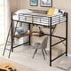 preview thumbnail 2 of 15, Twin Size Metal Loft Bed with L-Shaped Desk & Shelf & Full-Length Guardrail & Ladders