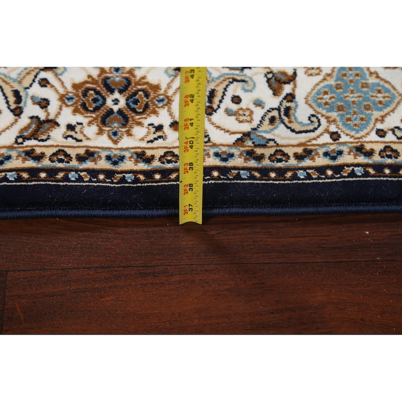 Navy Blue Floral Oriental Traditional Tabriz Area Rug Turkish Carpet