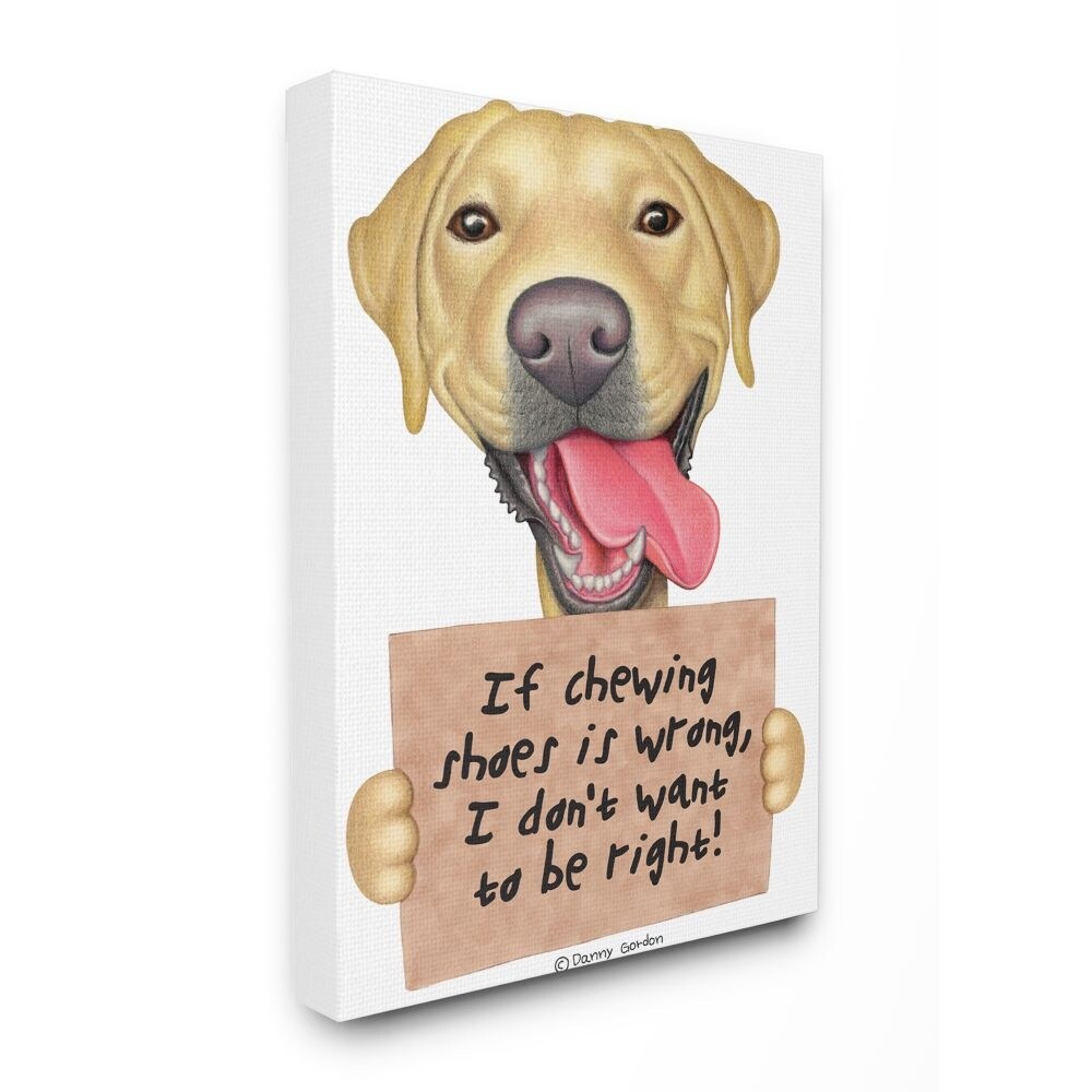 Stupell Labrador Bad Dog Humor Chewing Shoes Pet Sign Canvas-image