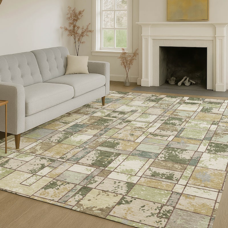 Machine Washable Indoor/ Outdoor Patchwork Chantille Rug