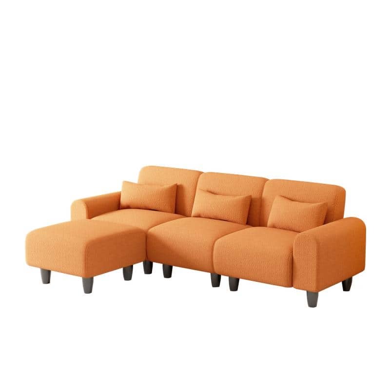 84.6" Teddy velvet L-shaped modular sofa