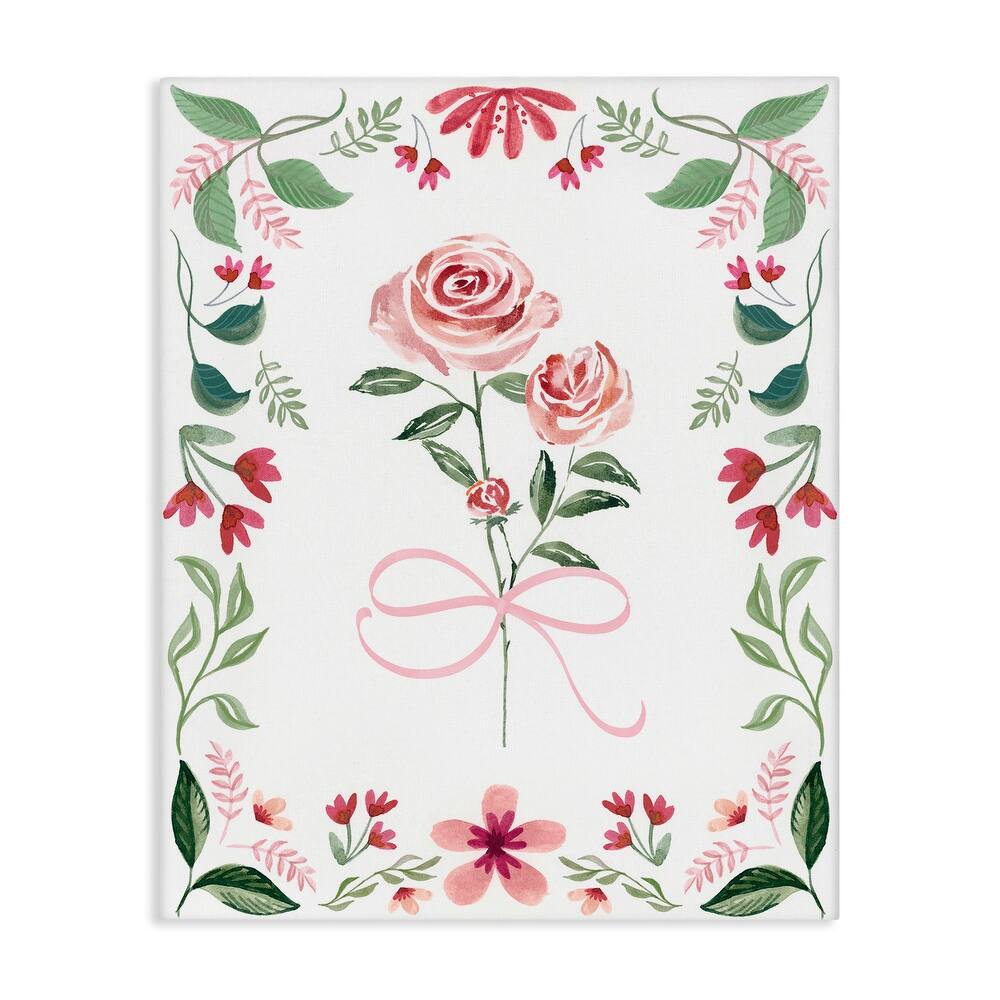 Stupell Delicate Roses Floral Border Canvas Wall Art Design By Kristen Brockmon