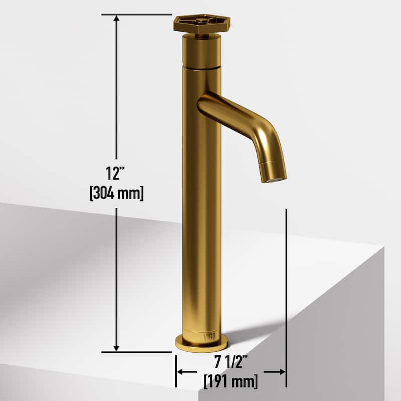 VIGO Cypress 21"L x 14"W Concrete Vessel Sink and Ruxton 12"H Faucet Set - Matte Brushed Gold