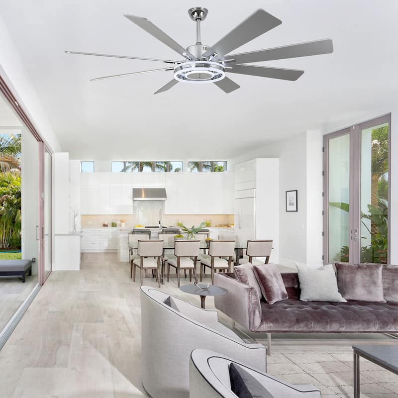 Cusp Barn 72" Modern LED Ceiling Fan with Lights and Remote, Reversible 6 Speeds Chandelier Ceiling Fan for Large Room