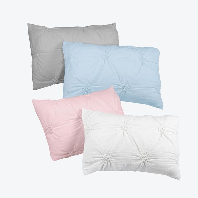 Home Essential Stylish Extra Plush Ultra Soft 3D Hand Embroidered Floral Pintuck Bedding Comforter Set