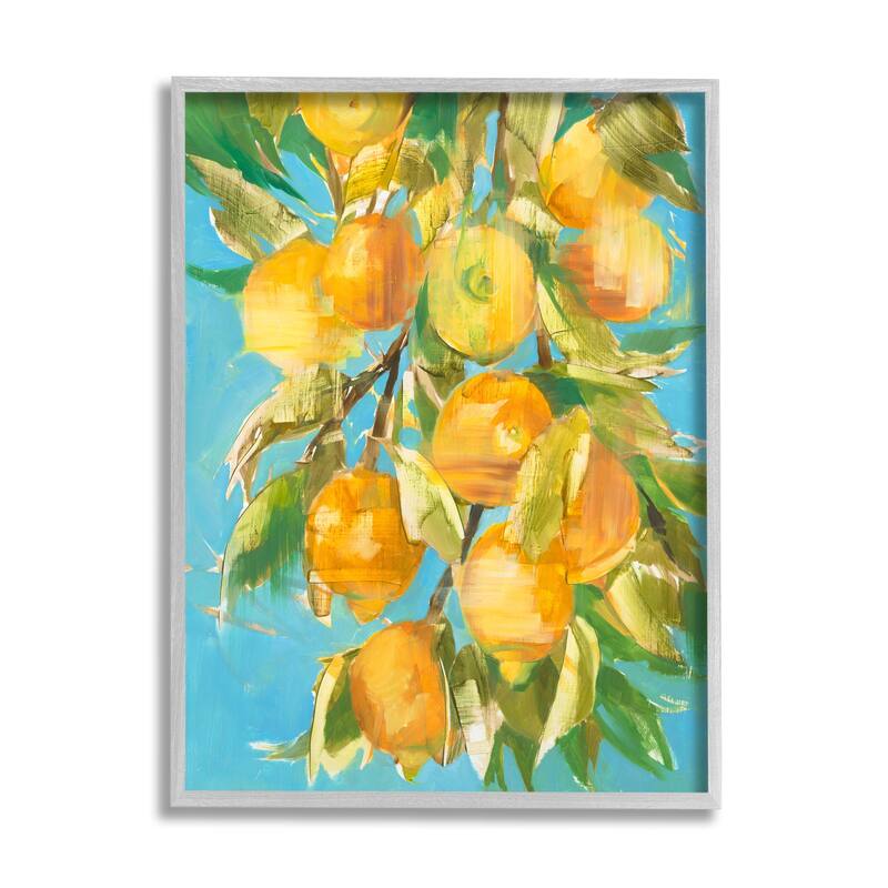 Stupell Ripe Lemon Tree Distortion Yellow Blue Green Framed Wall Art