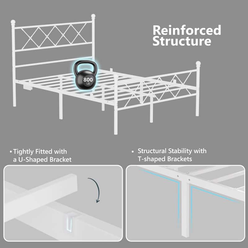 Full Size Metal Platform Bed with RGB LED Lights,Charging Station,Heavy Duty,Remote and App Control,Under Bed Storage