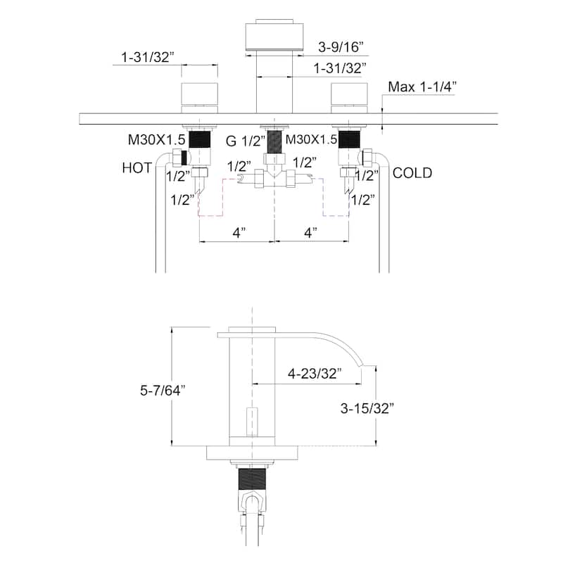 SUMERAIN Waterfall Widespread Bathroom Faucet Brushed Nickel, 3 Hole 8