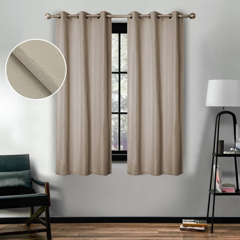 Superior Linen Washable Room Darkening Curtains, Set of 2 Panels - 42" x 63" - Frosted Almond