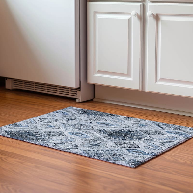 Premium Washable Super Soft Global Moroccan Mayfield Rug - Blue - 1' 8" x 2' 6" - Rectangle