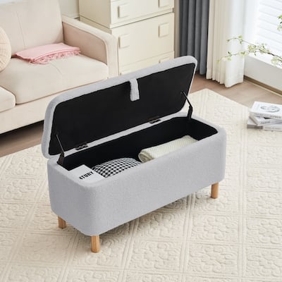Basics Upholstered Storage Ottoman and Entryway Bench