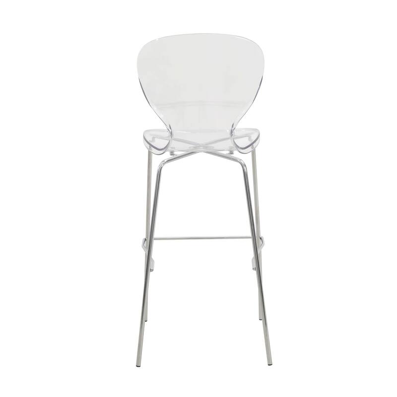 30 in. Seat Height Acrylic Plastic Barstool in Chrome Steel Frame Armless with Footrest