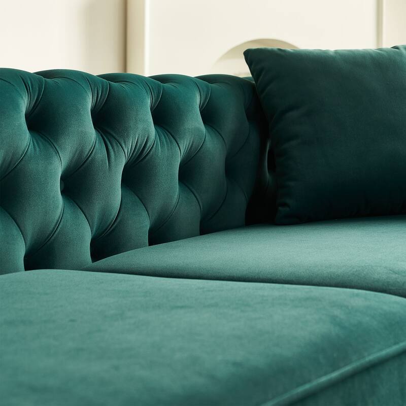 86''Luxury Modern Tufted Sofa With 2pcs Of Toss Pillows For Living Room ,Bedroom,Beige Color