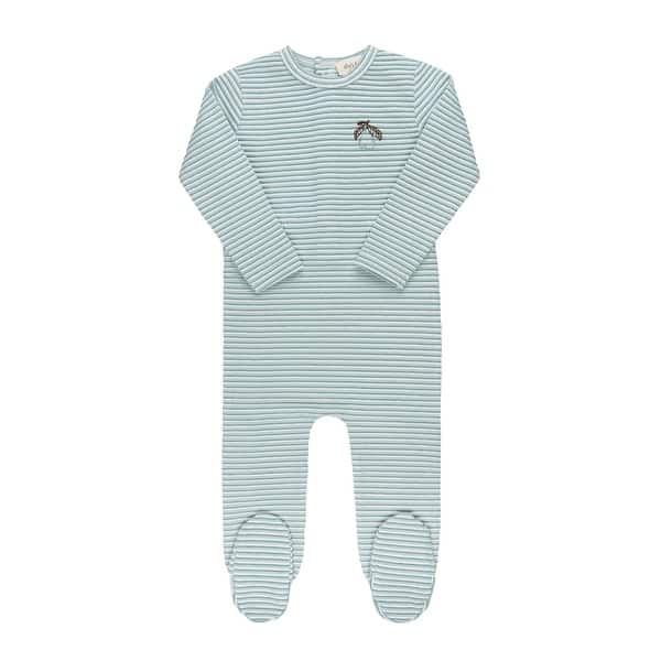 slide 2 of 11, Ely's & Co Metallic Stripe Footie Collection Blue - 1 Months