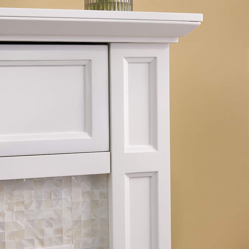 SEI Furniture Rehni Tiled Media Electric Fireplace Console