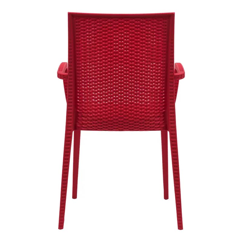 Mace Polypropylene Stackable Armrest Patio Dining Chair with Woven Design for Outdoor Dining Patio Indoor Gatherings
