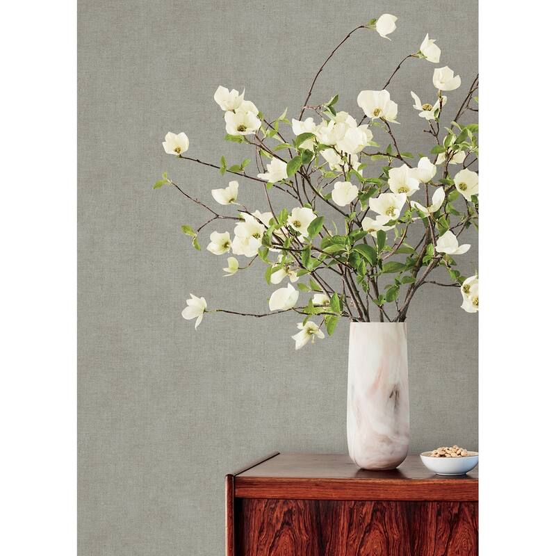 A-Street Prints Nuovo Grey Faux Linen Wallpaper