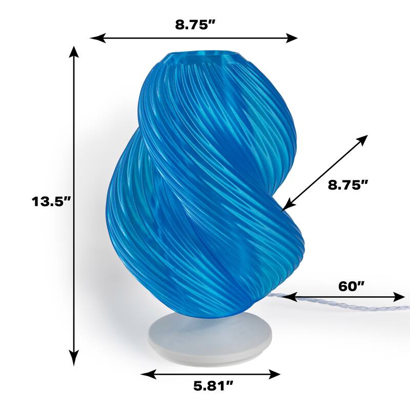 Vega 13.5" Mid-Century Coastal Plant-Based PLA 3D Printed Dimmable LED Table Lamp, by JONATHAN Y