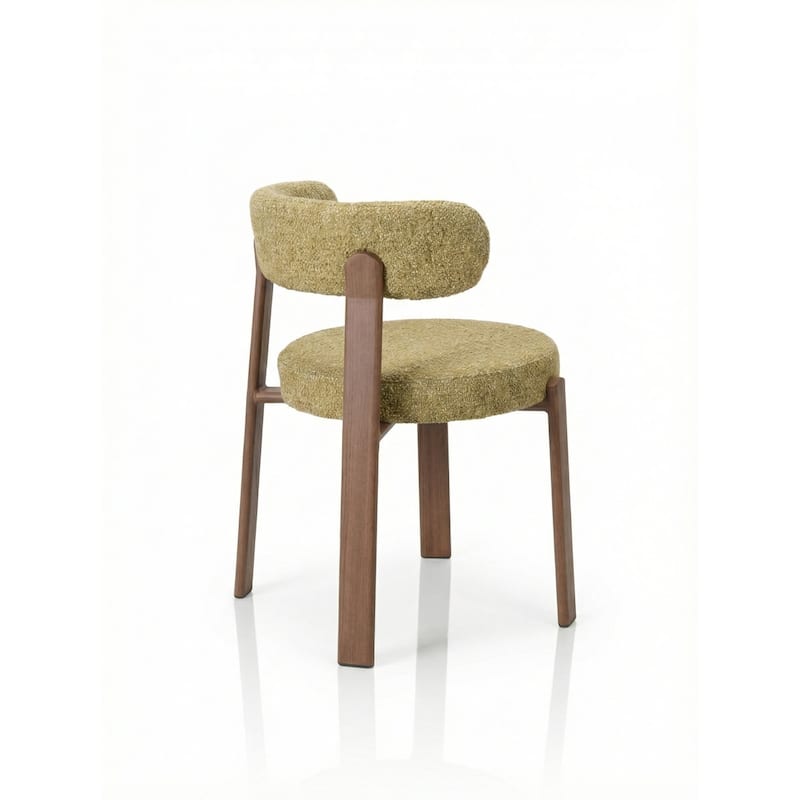 Upholstered Curved Back Wood-look Metal Frame 2pc Dining Chairs - N/A