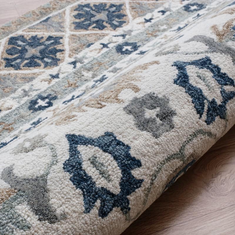 Sevita Traditional Floral Mosaic Bordered Area Rug