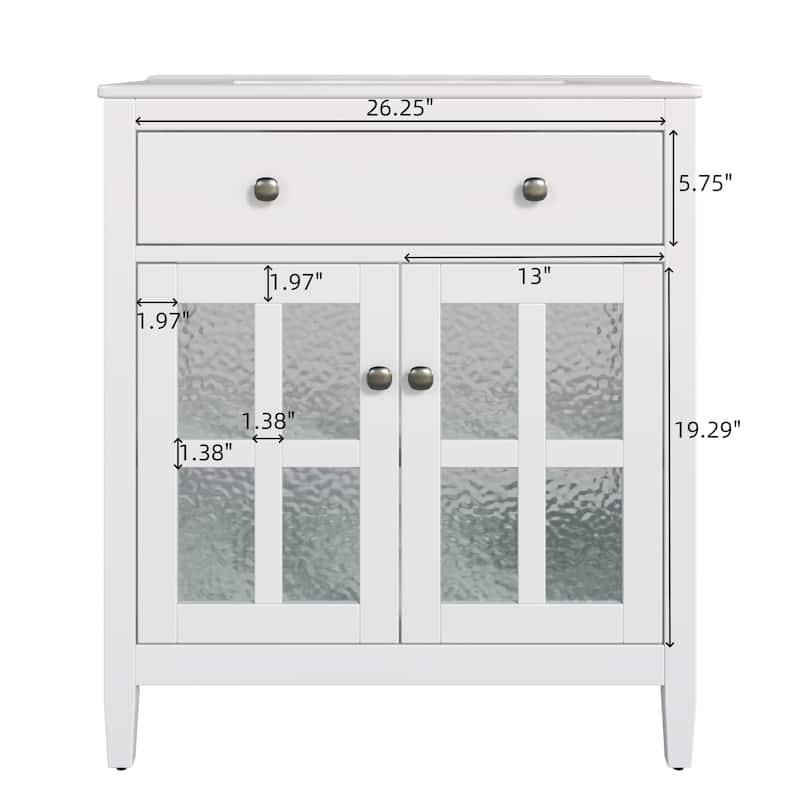 30" Modern Bathroom Vanity Set with Ceramic Sink - Adjustable Shelf & Tip-Out Tray, Soft-Close Hinges, Silver Knobs