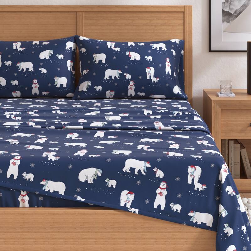 Linery & Co. Turkish Cotton Double-Brushed Printed Flannel Bed Sheet Set