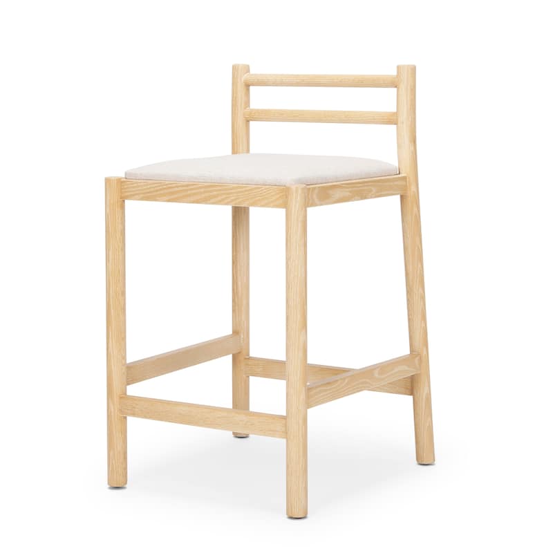 Sam Beige Fabric Seat With Light Brown Solid Wood Frame Counter Stool - Light Brown