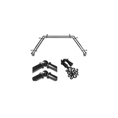 Asian Style Curtain Rods & Hardware - Adjustable Telescoping Rods 38-72 Inch - Black Finish - M