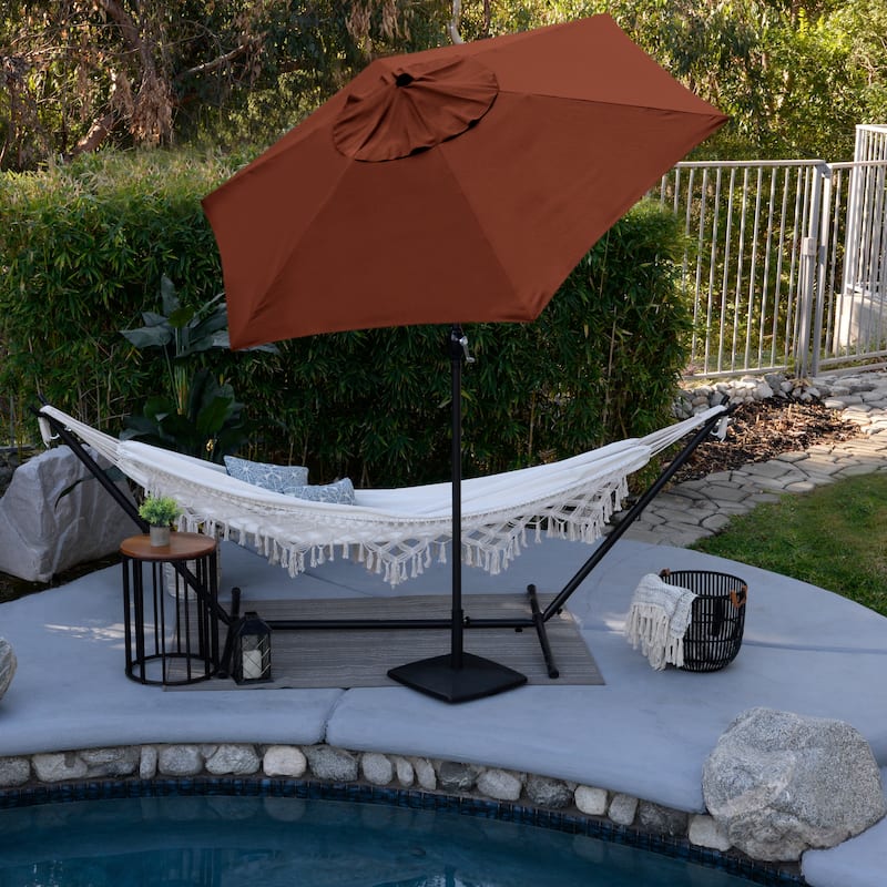 Astella 9' Crank Open Push Button Tilt Outdoor Patio Umbrella