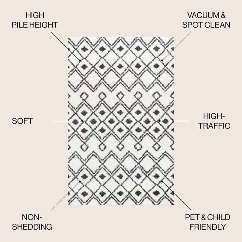 JONATHAN Y Sura Moroccan Diamond Shag Area Rug
