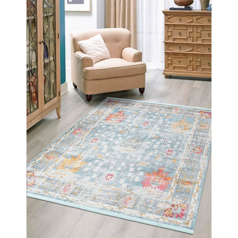 Transitional Laka Collection Area Rug - Blue - 4'3"x6'