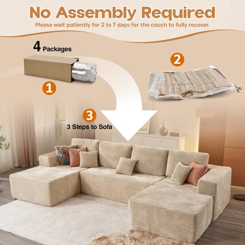 XIZZI Modern Plush Sectional Chaise Sofa Modular Couch with Ottoman