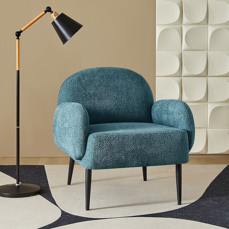 Abe Modern Boucle Accent Chair with Adjustable Metal Legs by HULALA HOME