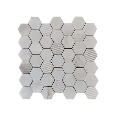 Carrara Marble Mosaic Decorative Backsplash Tile, 12"x 12"x 0.38"/pc