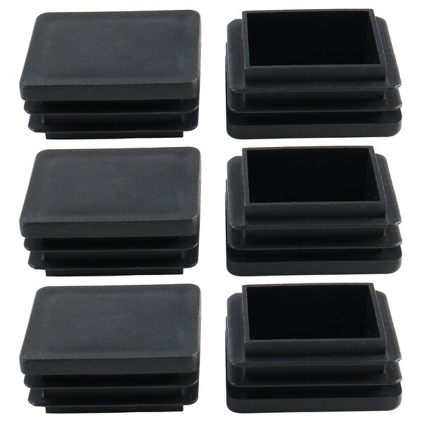 6pcs 40 x 50mm Plastic Rectangle Ribbed Tube Inserts End Cover Cap Furniture Glide Chair Sofa Table Feet Floor Protector