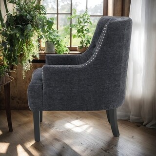Image showcasing Modern Traditional Accent Chair Button Tufted Textured Fabric ...