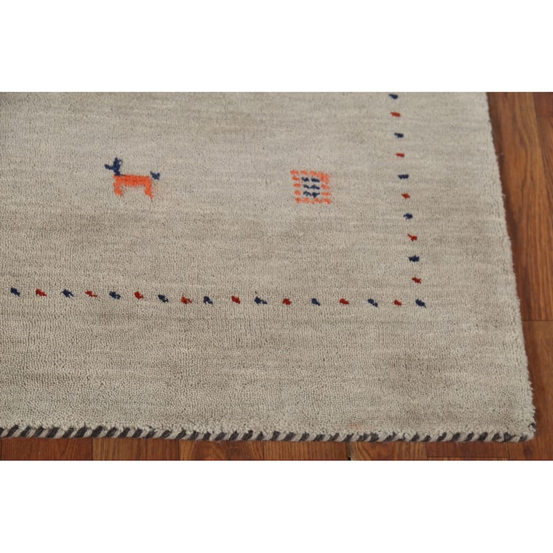Tribal Gabbeh Indian Accent Rug Handmade Bedroom Beige Wool Carpet - 3'11"x 5'10"