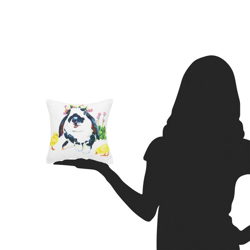 10" x 10" Bunny & Ducks Easter Printed Throw Pillow