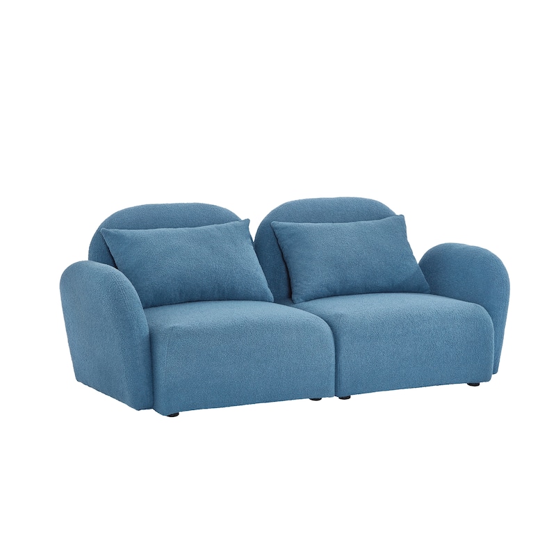 Living Room Furniture Lazy Sofa Loveseat Teddy Fabric White