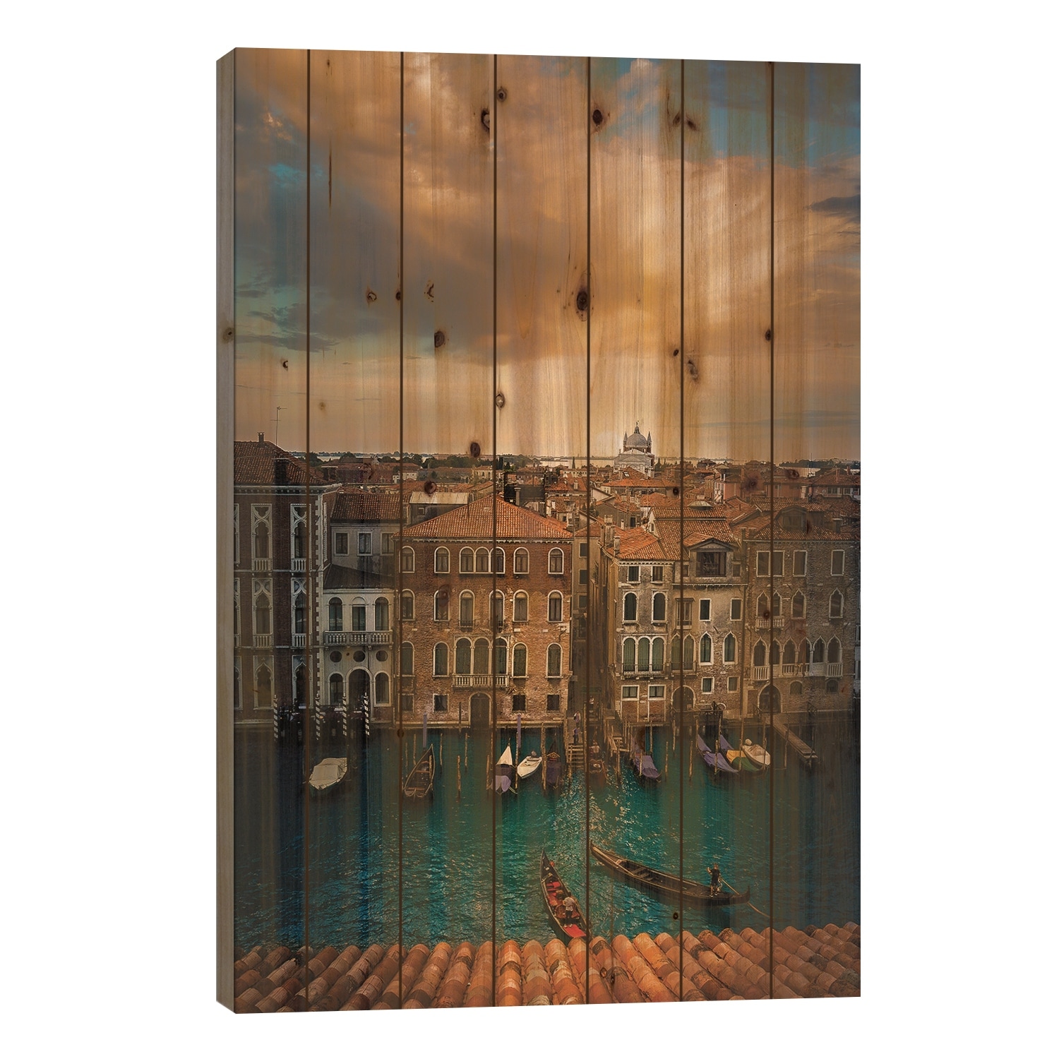 Sunset In Venice Print On Wood by Enzo Romano - Multi-Color