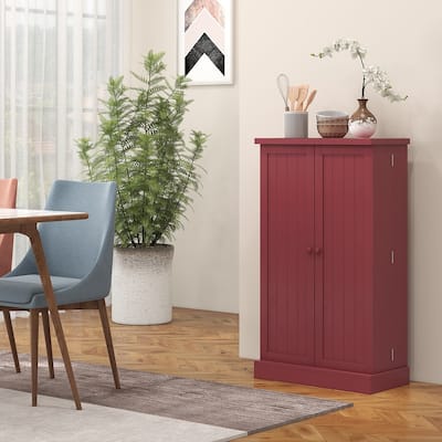 Freestanding Kitchen Cabinet with 12 Door Shelves