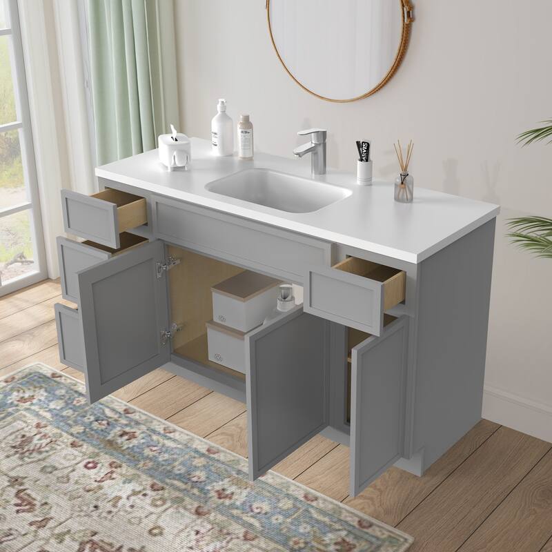 Vanity Art 63" Birch Freestanding Bathroom Vanity Cabinet without Top